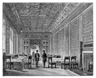 Salle de rafraîchissement, Chambre des Lords, Palais de Westminster, Londres, vers 1888