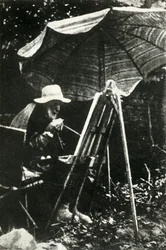 Renoir peignant en plein air, vers 1910, 1947