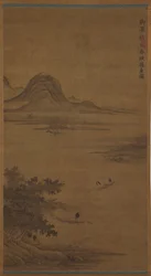 Paysage fluvial : pêcheurs en bateaux, dynastie Ming, XVe siècle
