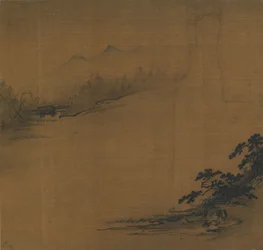 Paysage fluvial dans la brume, XIVe siècle