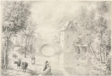 Route près du vieux pont, 1800s