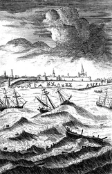 Robinson Crusoé naufragé à Yarmouth, vers 1719
