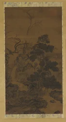 Rochers, arbres, ruisseau et faucons, XIVe siècle