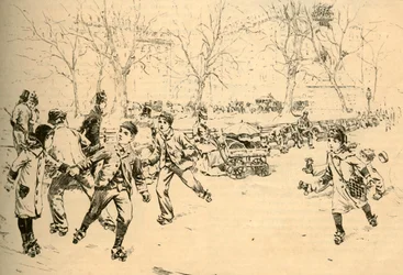 Patinage à roulettes à Madison Square, New York, 1881