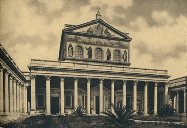 Rome - Façade principale de la basilique Saint-Paul-hors-les-Murs, 1910