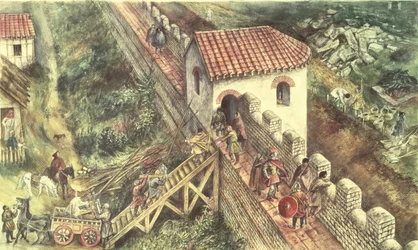Bastion romain sur le mur de la ville, Londres, 4ème siècle