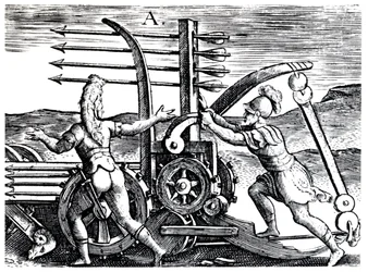 Soldats romains utilisant une machine de guerre tirant des flèches multiples, 1605
