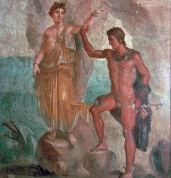 Peinture murale romaine de la Maison des Dioscures à Pompéi, 1er siècle