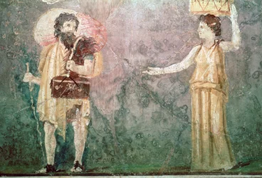 Peinture murale romaine de serviteurs, 1er siècle av. J.-C.