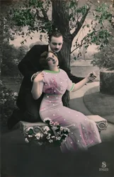 Carte postale romantique, vers 1910