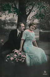 Carte postale romantique, vers 1910