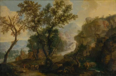 Paysage romantique avec personnages