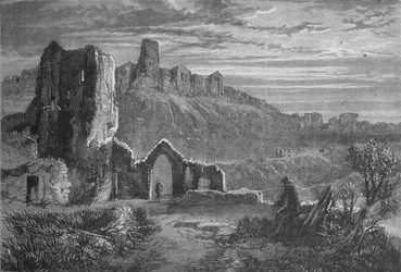 Ruines du château de Hastings, vers 1880