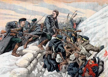 Attaque russe sur les tranchées japonaises, guerre russo-japonaise