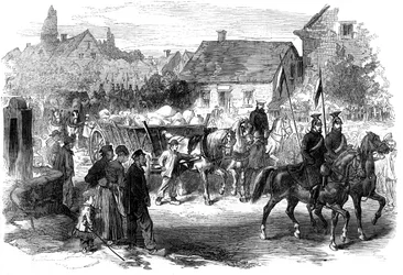 Lanciers russes apportant des provisions