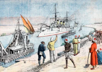 Navires de guerre russes traversant le canal de Suez, guerre russo-japonaise, 1904-1905