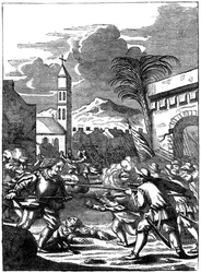 Saccage de Puerto Principe, Hispaniola, par le capitaine Morgan, 1667 vers 1880
