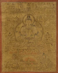 Sadaksari-Lokeshvara entouré de manifestations et de moines, fin du 15ème siècle