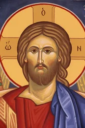 Monastère orthodoxe Saint-Antoine-le-Grand. Icône du Christ Pantocrator, Saint-Laurent-en-Royans, France