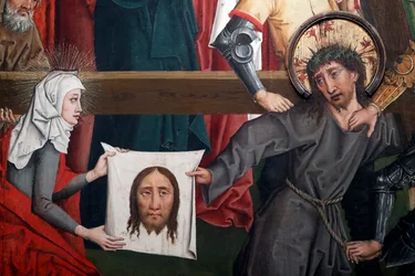 Église catholique Saint-Pierre-le-Vieux, Christ dans sa Passion, Le Voile de Véronique, peinture par Henri Lutzelman, XVe siècle, Strasbourg, France (photo)