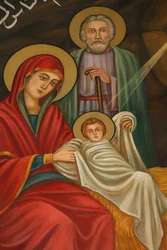 Peinture de la Nativité, église copte Saint-Antoine, Jérusalem, Israël