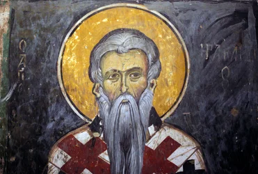 Saint Iraklion, fresque byzantine du monastère Agios Ioannis Lampadistis, 11e siècle, Chypre