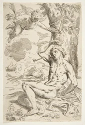 Saint Sébastien percé de flèches et attaché à un arbre, copie d