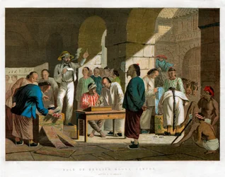 Vente de marchandises anglaises, Canton, 1858