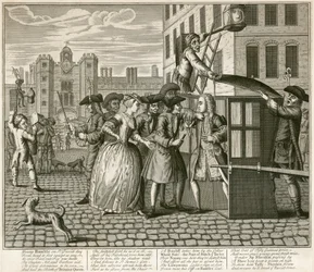 Impression satirique représentant le palais St James, Londres, 1740