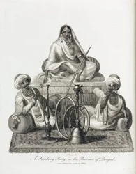 Scène de fumerie dans la province du Bengale (Inde)