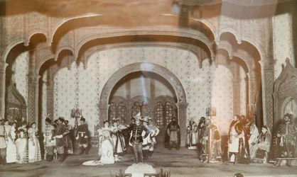 Scène de la pièce de théâtre de Alexandre Ostrovsky Faux Dmitriy, Théâtre Maly, Moscou, Russie, années 1870