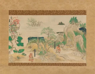 Scène des Légendes illustrées du temple de Jin’oji Jin’oji engi emaki, début du 14e siècle