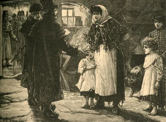 Scène en Irlande : visite du percepteur de la dîme, début des années 1830, vers 1890