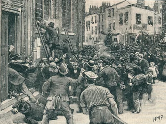 Scène des émeutes de Birmingham No Popery, 1868, 1906