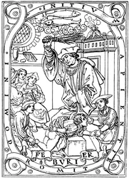 Écolier recevant des coups de baguette pour apprendre, 1526