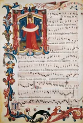 Partition enluminée dans le Codex Squarcialupi, vers 1410-1415