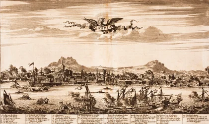 Bataille navale pendant le siège de Candie, De : Schauplatz des Krieges, 1675
