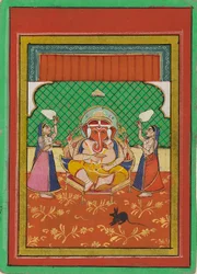 Ganesha assis avec des assistants, début 20ème siècle