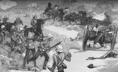 Deuxième bataille de Kassassin le 9 septembre : Capture de deux canons Krup par les Royal Marines, vers 1882