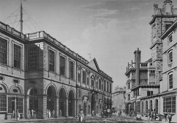 Second Royal Exchange, façade nord, en 1798. Montrant l