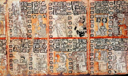 Section du Codex Troano maya, XVe siècle