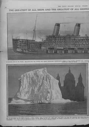 Diagramme sectionnel du Titanic et iceberg, 20 avril 1912