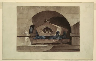 Sépulcre de style égyptien avec sphinx et hibou