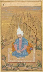 Shah Tahmasp I 1514-1576 assis dans un paysage, vers 1575