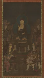 Shaka, Monju, Fugen et les Dix Grands Disciples Judai Deshi, 14e siècle