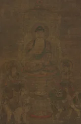 Triade de Shakyamuni : Bouddha accompagné de Manjushri et Samantabhadra, vers 900