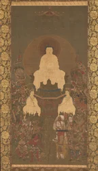 Triade de Shakyamuni avec les seize protecteurs du Grand Sutra de la Sagesse, fin du 14e siècle