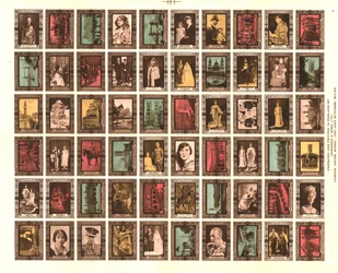 Feuille de 60 vignettes commémorant le couronnement du roi George VI, 1937