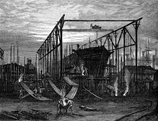 Chantiers navals sur la Tyne, vers 1880