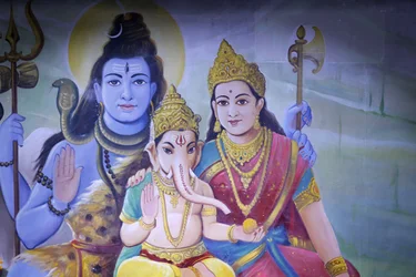 Shree Ram Mandir, Leicester. Shiva, Parvati et leur fils Ganesh, Royaume-Uni